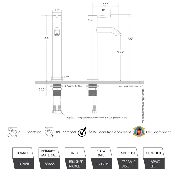 Luxier Vessel Sink Bathroom Faucet with Drain Assembly & Reviews Wayfair